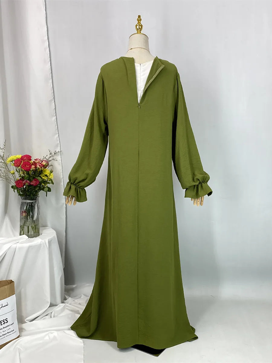 Daily Woven Abaya with Pockets - Elegant Regular Fit