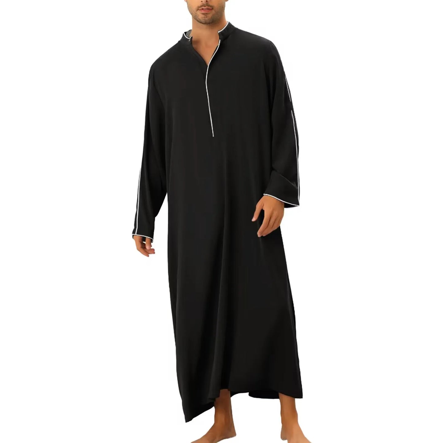 Men's Long Thobe - Simple Zipper Robe