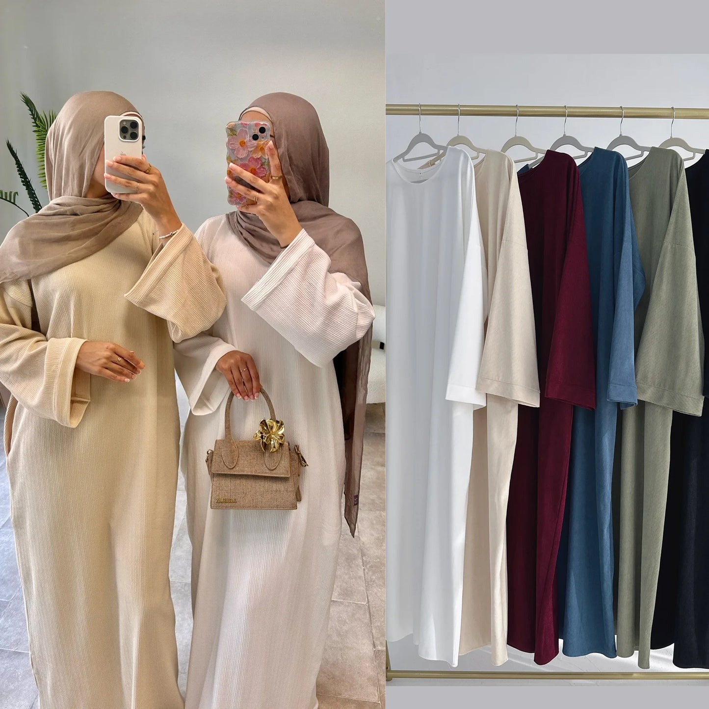 Corduroy Muslim Abaya Dress - Long Robe Kaftan for Women | Ramadan & Eid 2025