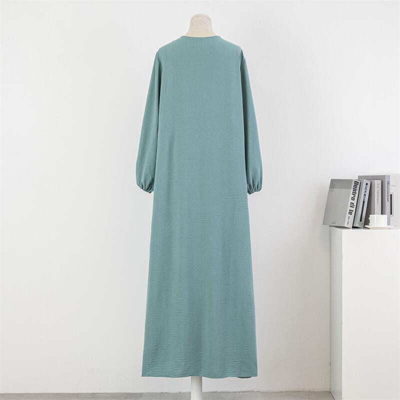 Casual Maxi Abaya with Pockets - Long Sleeve Muslim Dress
