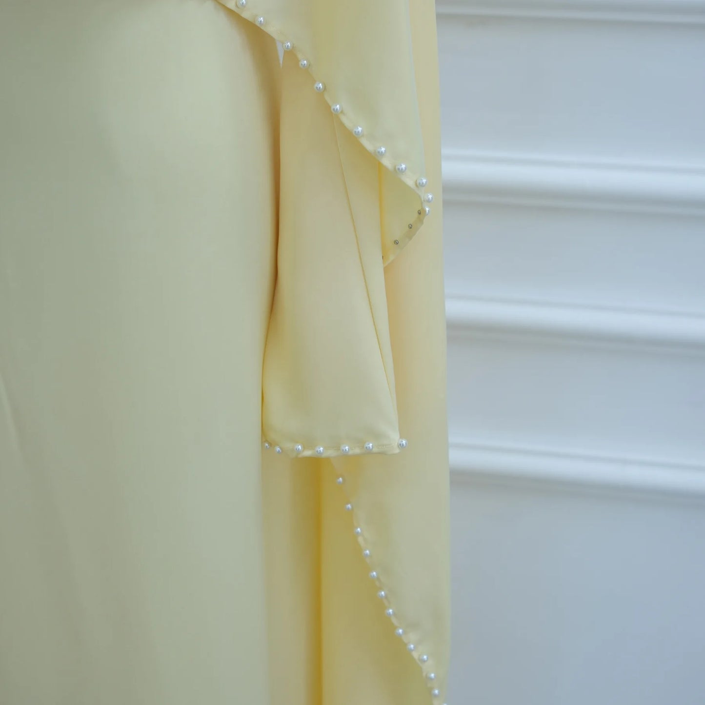 Elegant Beaded Muslim Party Dress - Long Sleeve Abaya Jalabiya for Eid & Ramadan