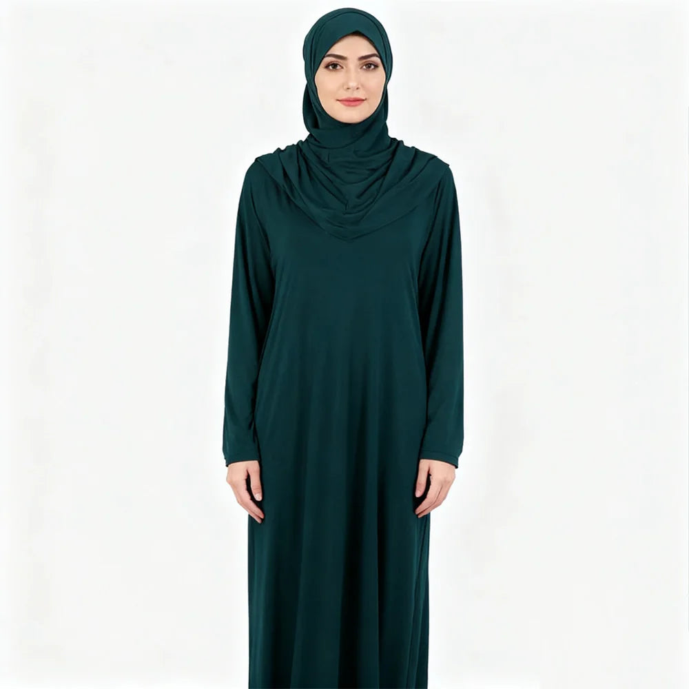 One-Piece Hooded Khimar Prayer Dress - Overhead Hijab Abaya for Women | Ramadan Salah