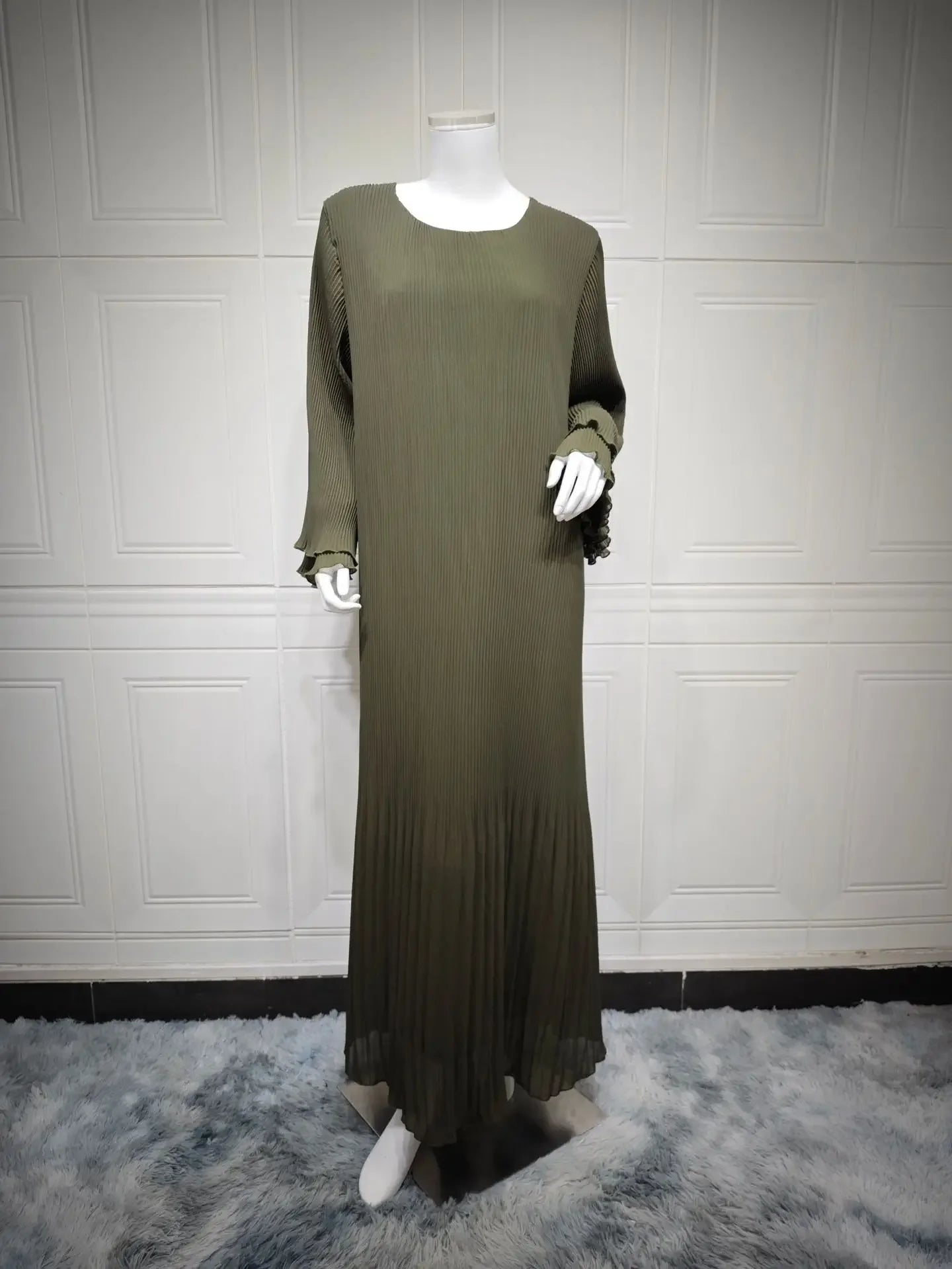 Pleated Flare Sleeve Abaya - Elegant Party Dress