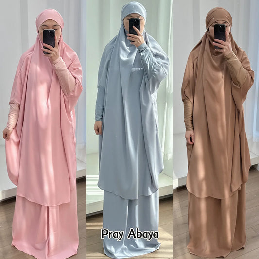 Hooded Abaya & Skirt Set - Gorgeous Party Prayer Garment