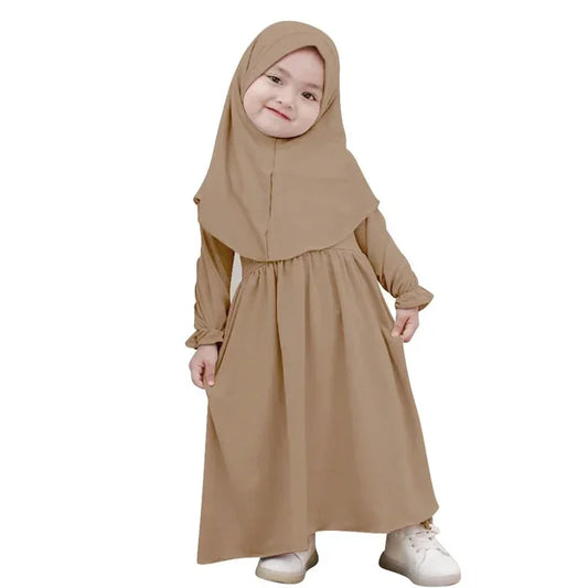 Girls 2-Piece Prayer Set - Kids Hijab & Dress Abaya