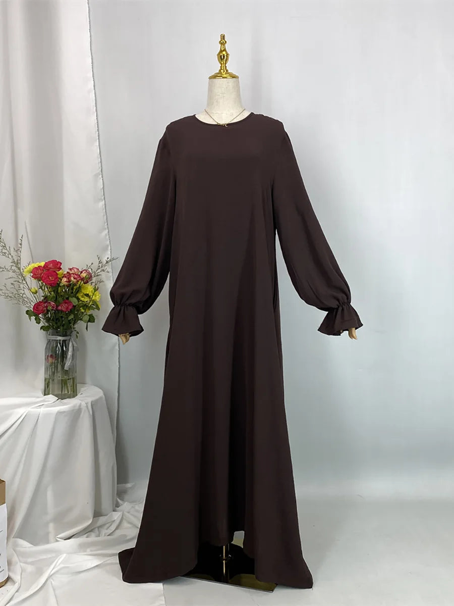 Daily Woven Abaya with Pockets - Elegant Regular Fit