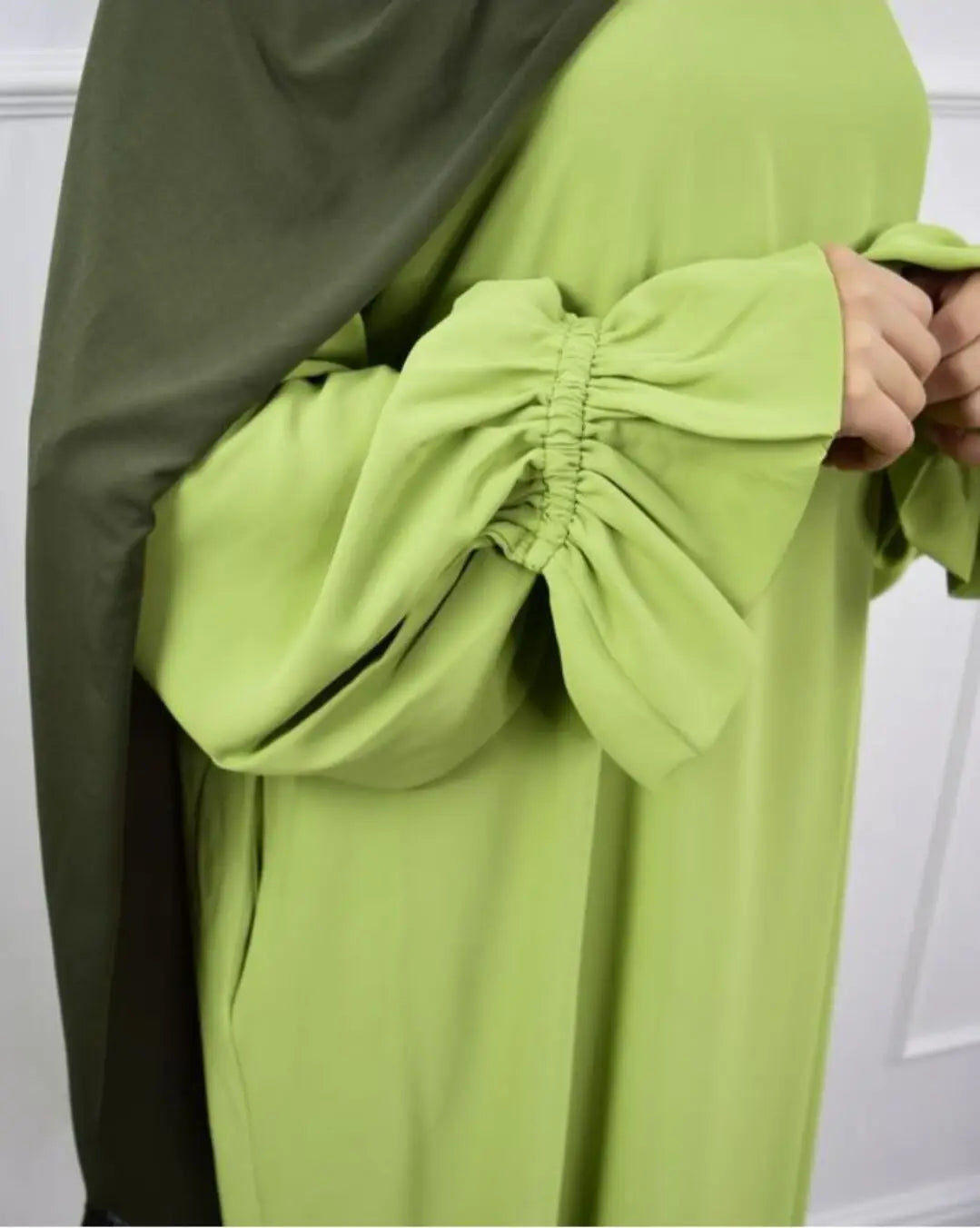 Muslim Modest Abaya Dress with Headscarf - Flare Sleeve Prayer Robe