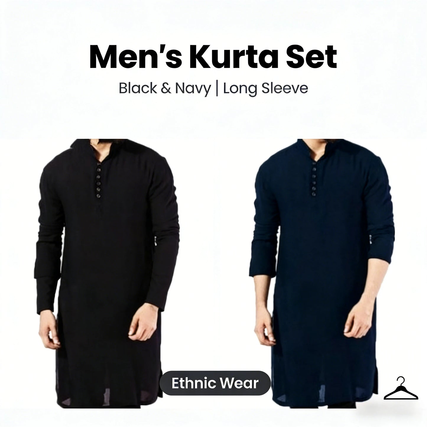 Men's Long Thobe with Zipper - Casual Muslim Robe