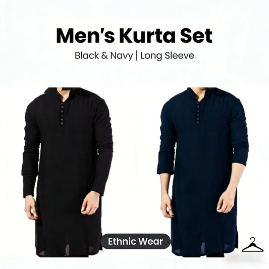 Men's Long Thobe with Zipper - Casual Muslim Robe