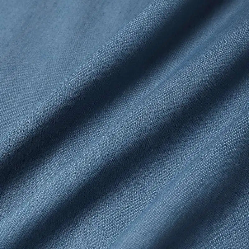 Denim Overall Dress with Pockets - Casual A-Line Maxi