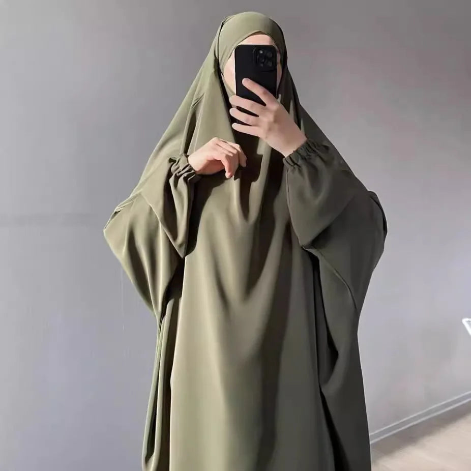 2-Piece Long Khimar & Skirt Prayer Set - Muslim Women Prayer Garment | Ramadan Eid 2025