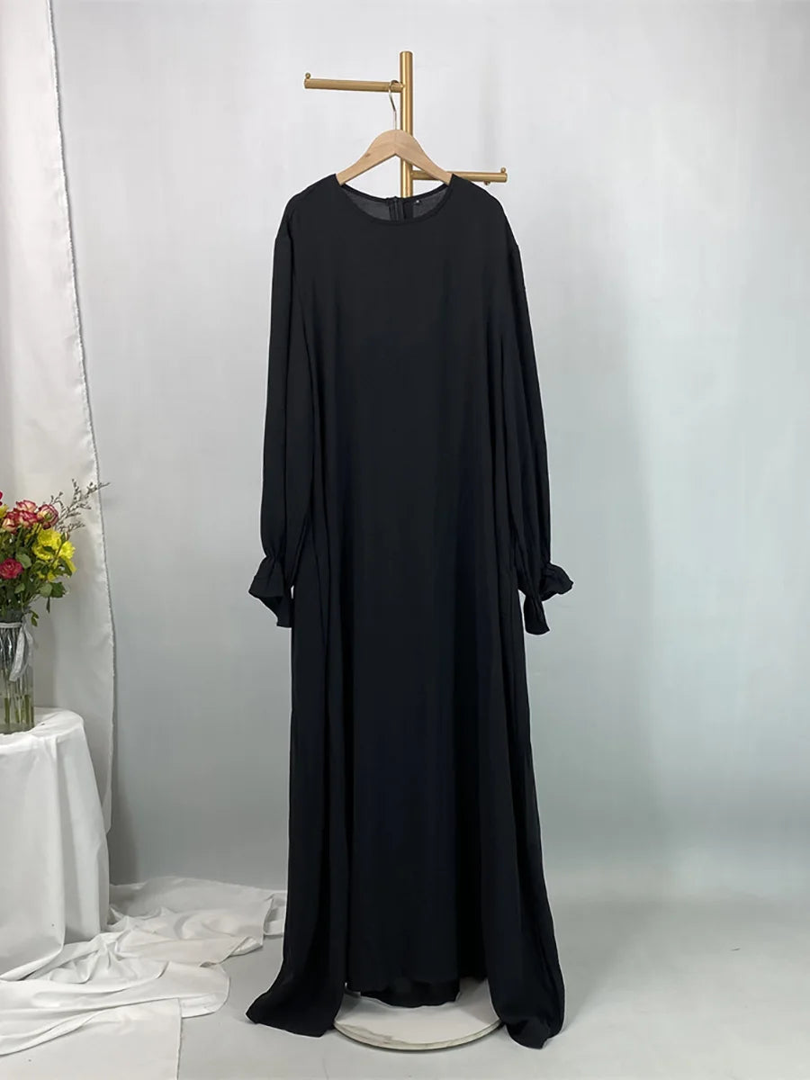 Daily Woven Abaya with Pockets - Elegant Regular Fit