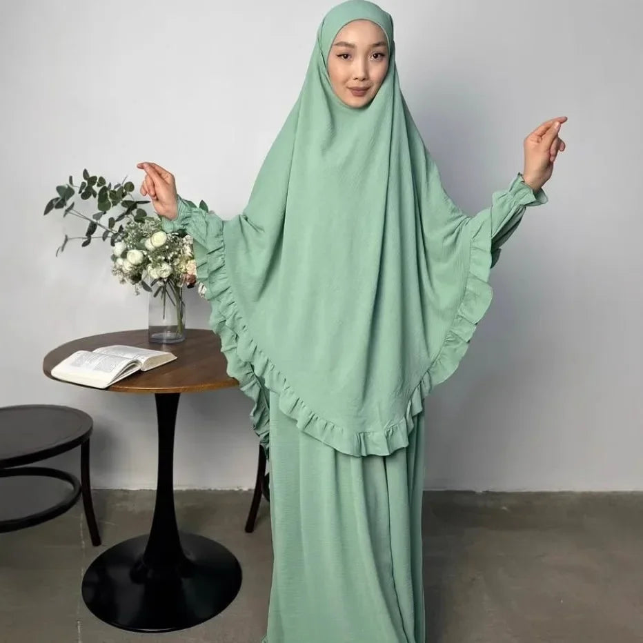 2-Piece Prayer Set - Long Khimar & Dress Abaya