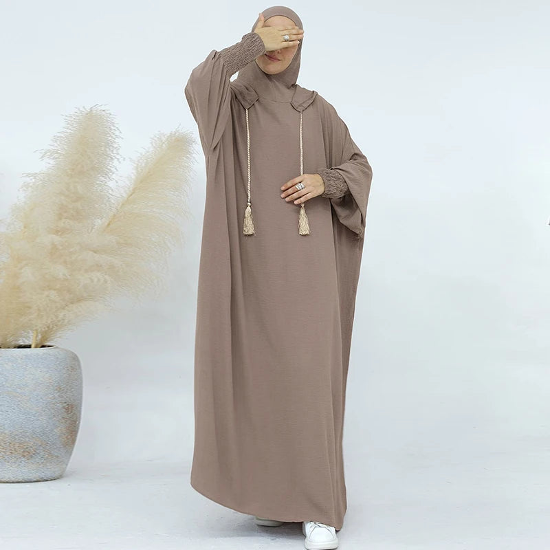 Premium Hooded Abaya Dress - Modest Islamic Clothing with Tassel Detail