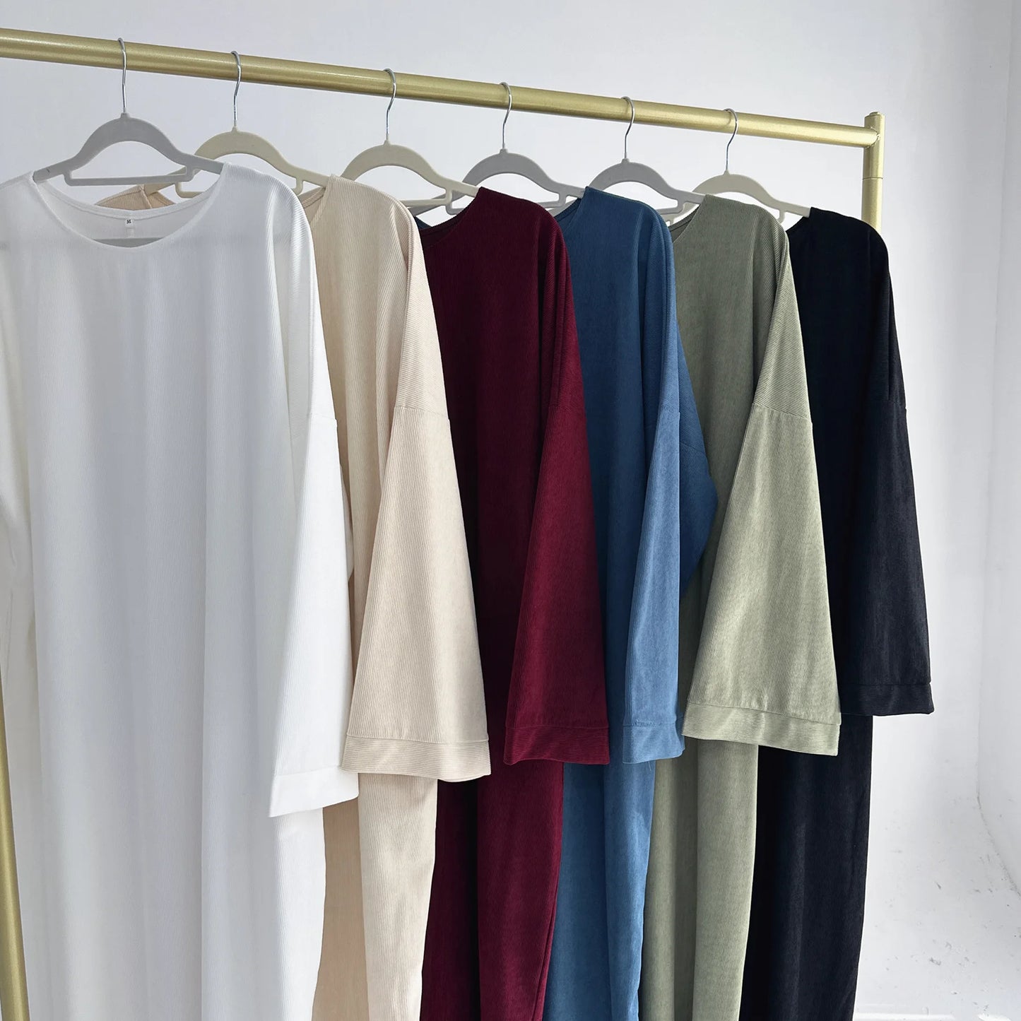 Corduroy Muslim Abaya Dress - Long Robe Kaftan for Women | Ramadan & Eid 2025