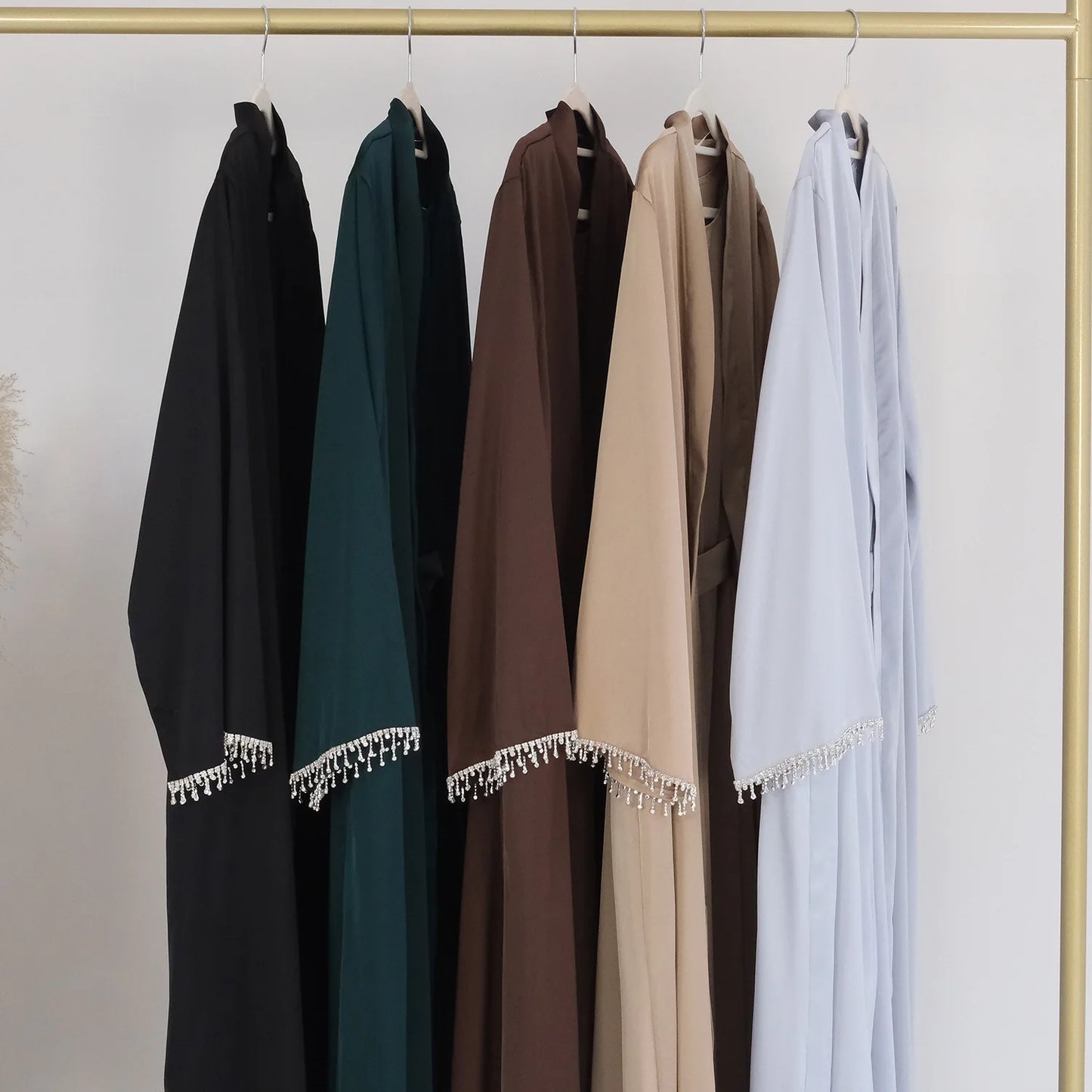 Nida 3-Piece Set with Crystal Chain - Elegant Evening Abaya