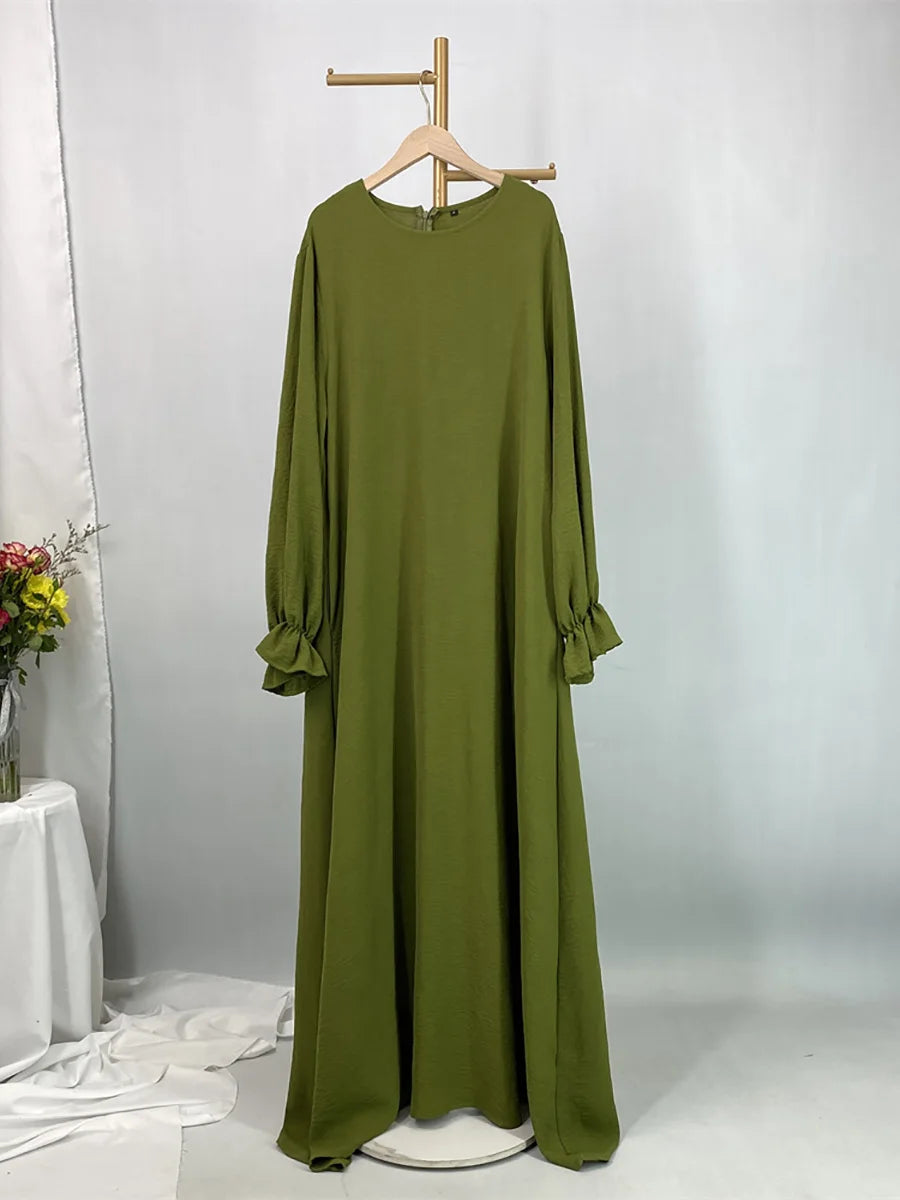 Daily Woven Abaya with Pockets - Elegant Regular Fit
