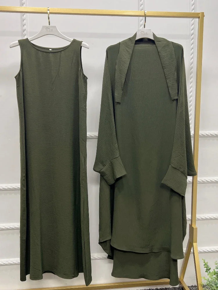 Long Khimar Prayer Set - 2 Piece Pullover Jilbab for Women