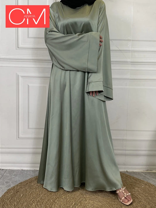 Elegant Satin Abaya with Sashes - Simple Maxi Dress