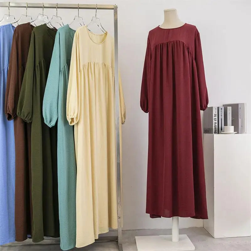 Loose Maxi Dress with Pockets - Full Sleeve Casual Abaya