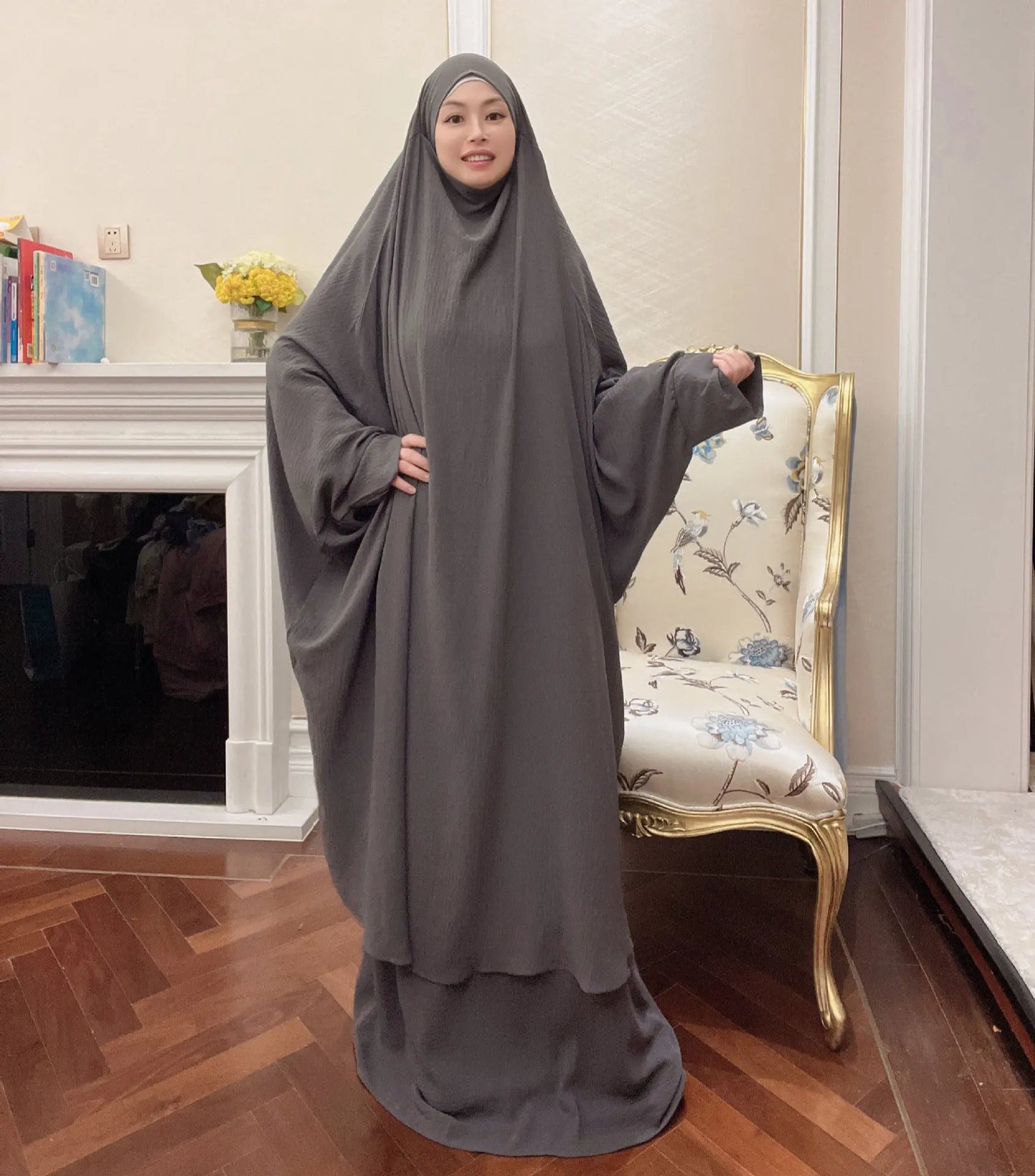 Long Khimar Prayer Set - 2 Piece Pullover Jilbab for Women