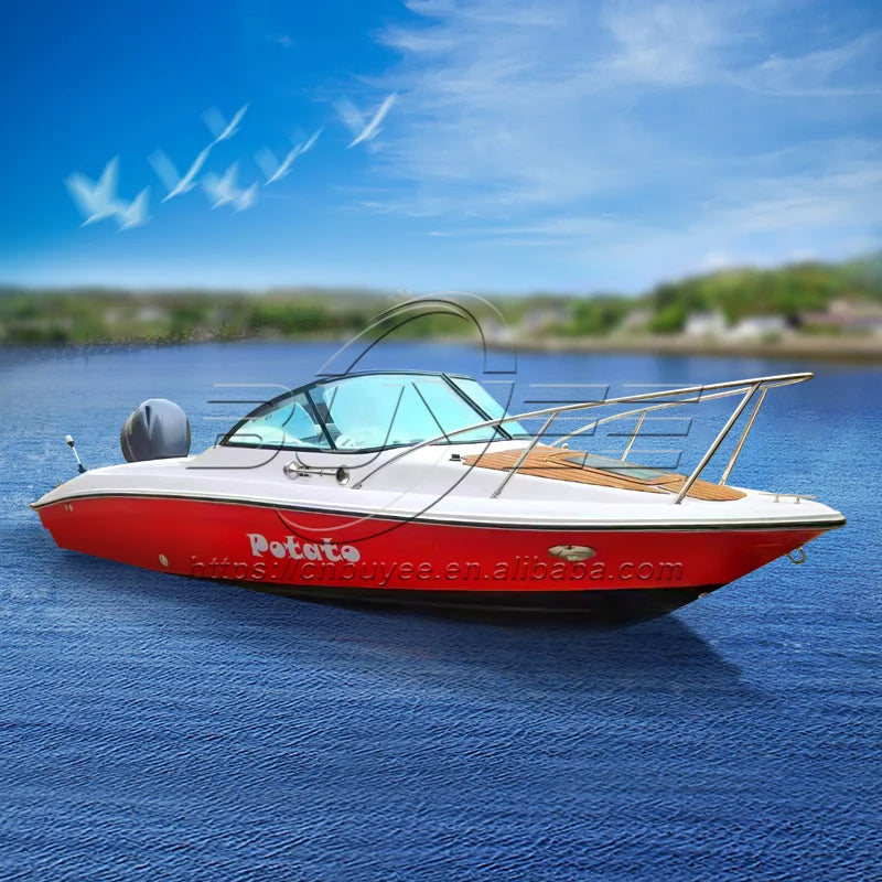 18ft Fiberglass Fishing Boat - 5.5M Leisure Boat with Outboard Motor