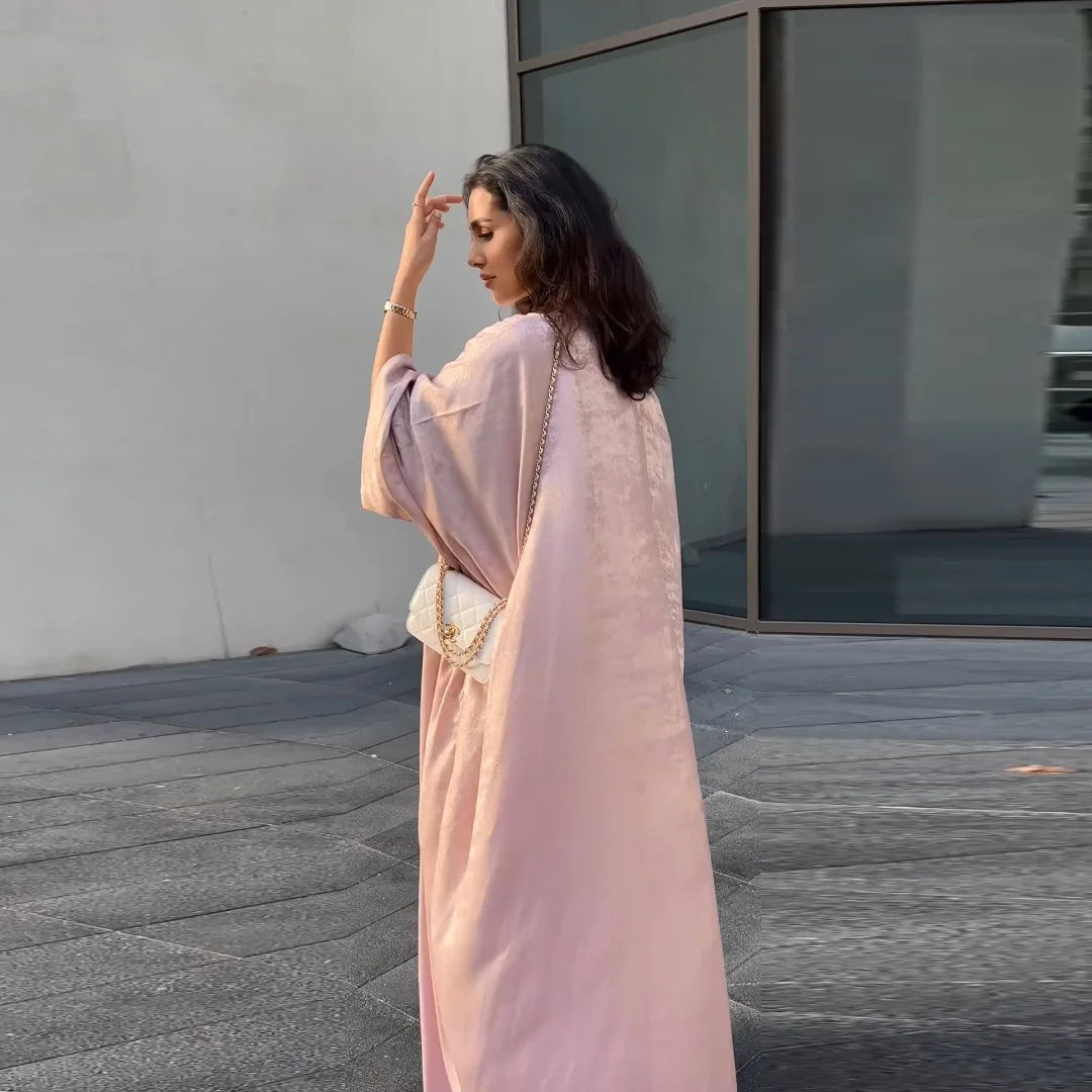 Dubai Luxury Kimono Abaya with Batwing Sleeves - Open Front Long Robe for Women | UAE Fashion