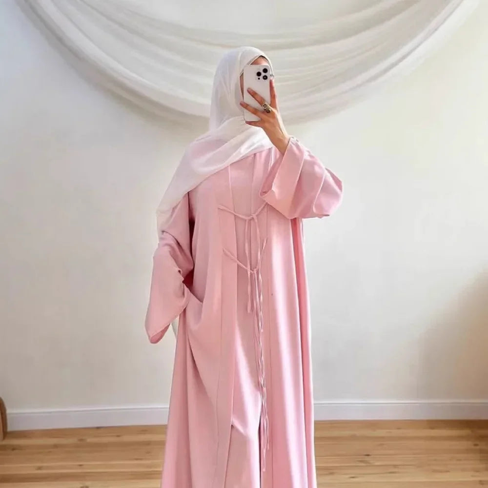 Satin 2-Piece Set - Elegant Party Abaya