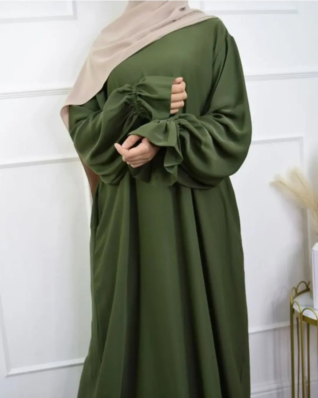 Muslim Modest Abaya Dress with Headscarf - Flare Sleeve Prayer Robe