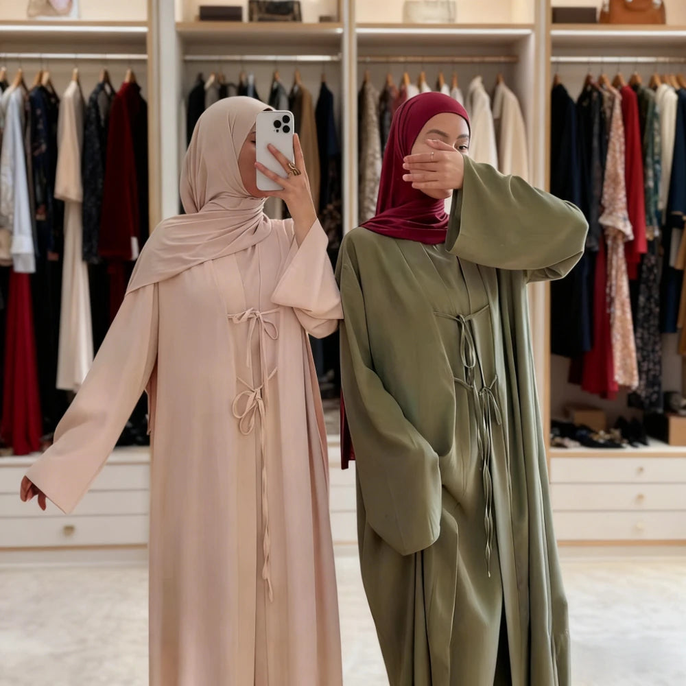 Satin 2-Piece Set - Elegant Party Abaya
