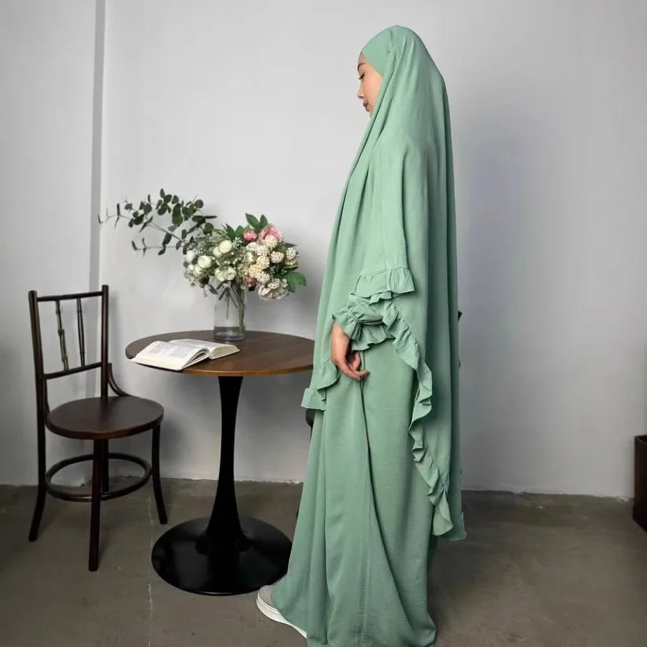 2-Piece Prayer Set - Long Khimar & Dress Abaya