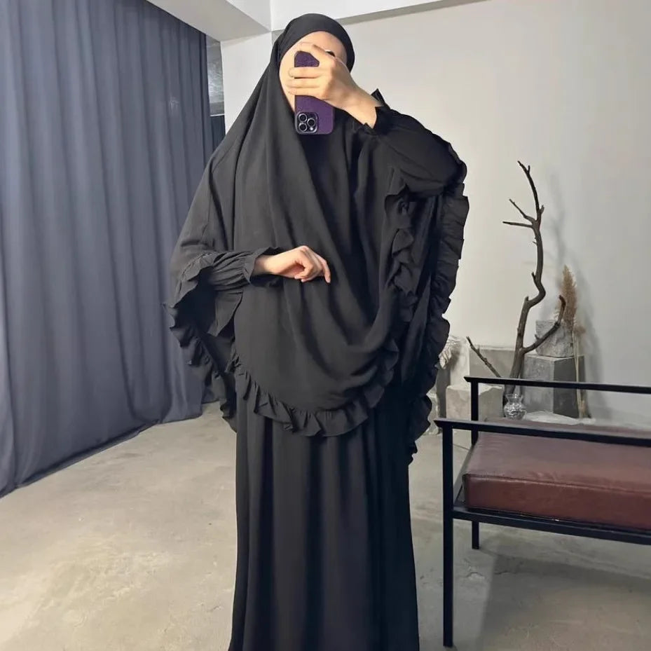 2-Piece Prayer Set - Long Khimar & Dress Abaya