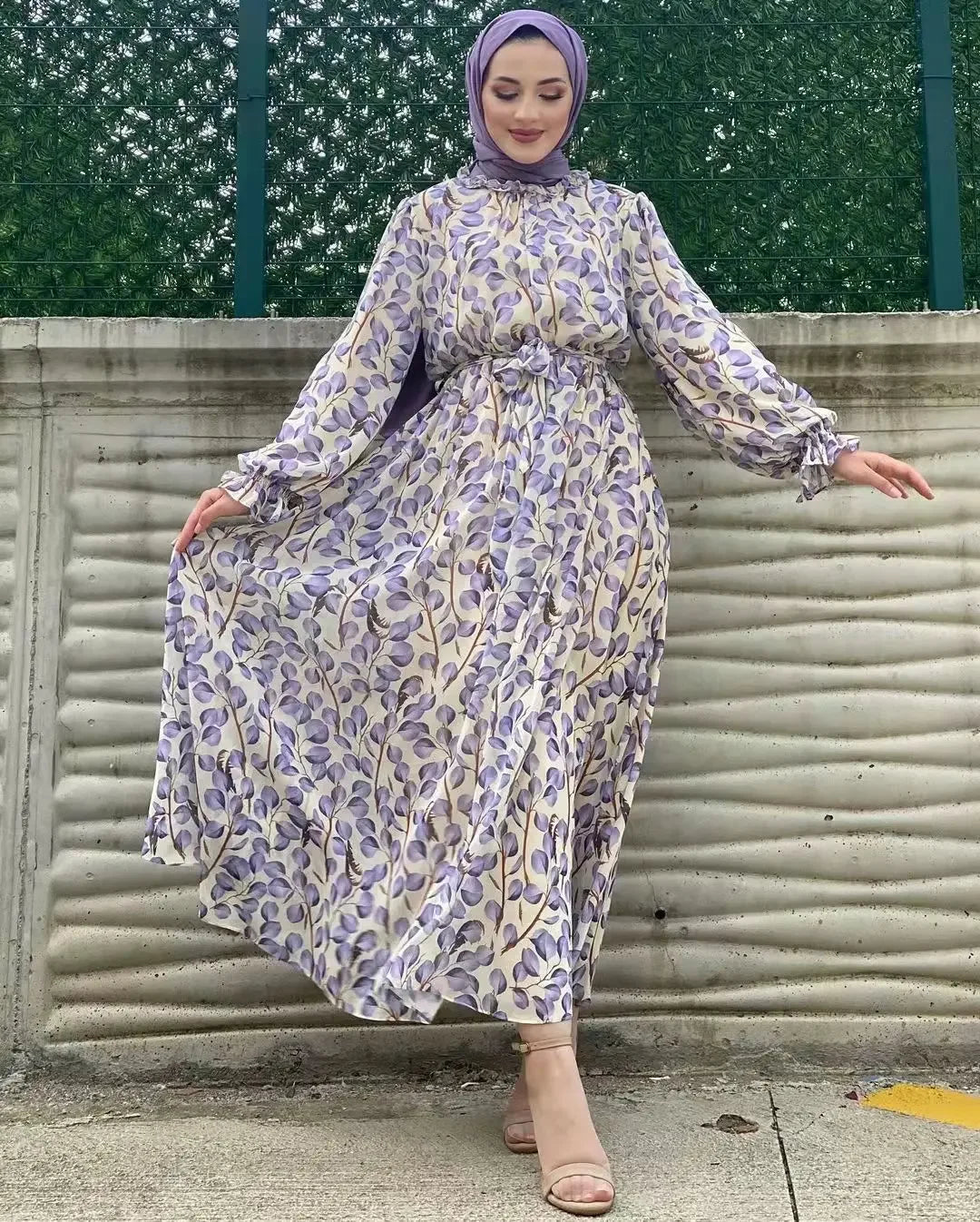 Luxury Chiffon Abaya with Floral Details - Loose Summer Dress