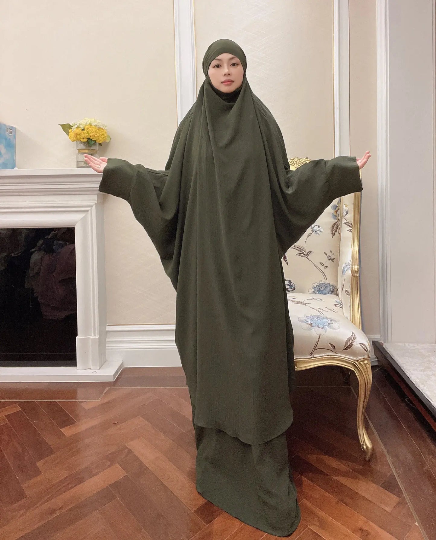 Long Khimar Prayer Set - 2 Piece Pullover Jilbab for Women
