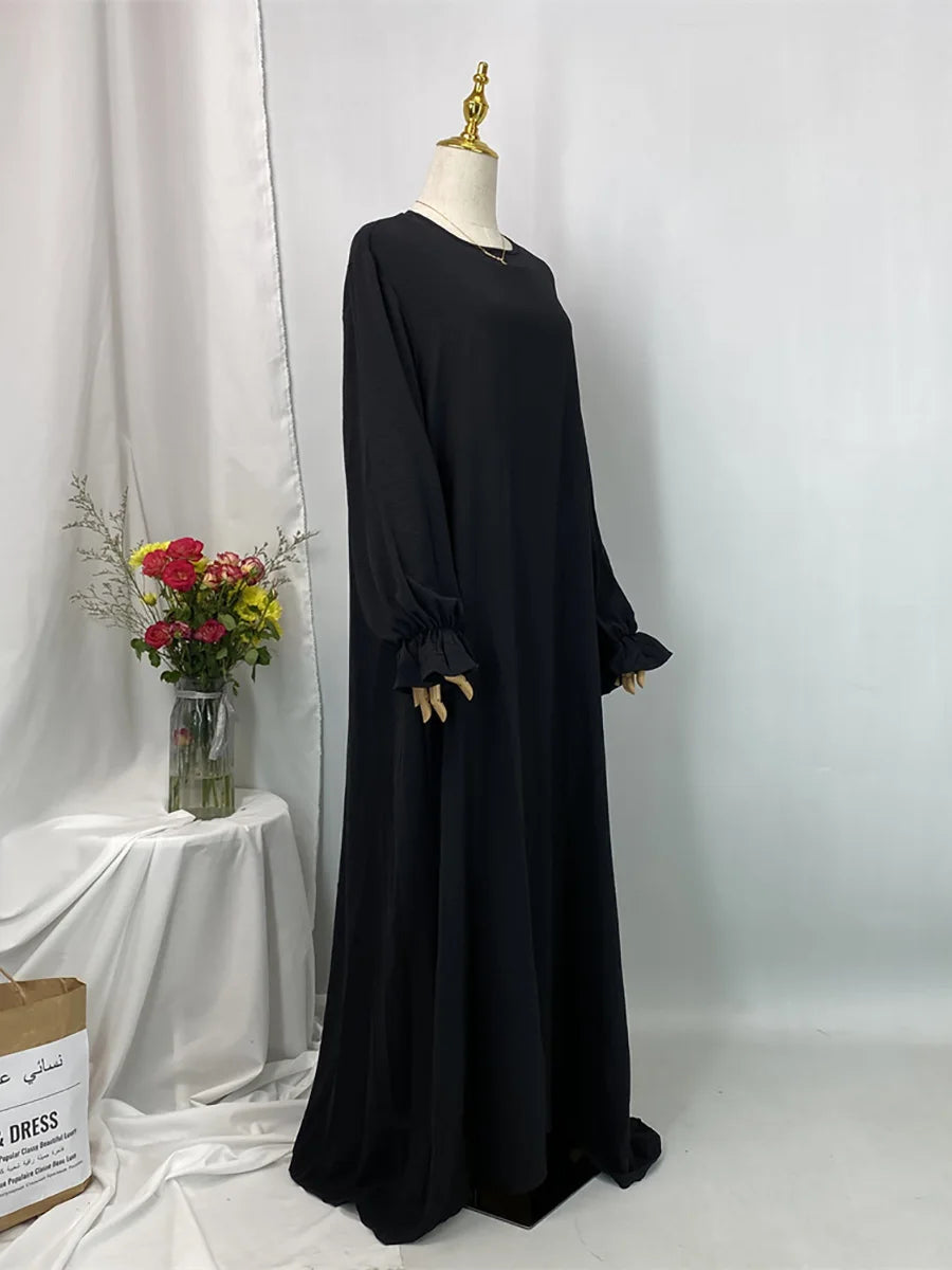 Daily Woven Abaya with Pockets - Elegant Regular Fit