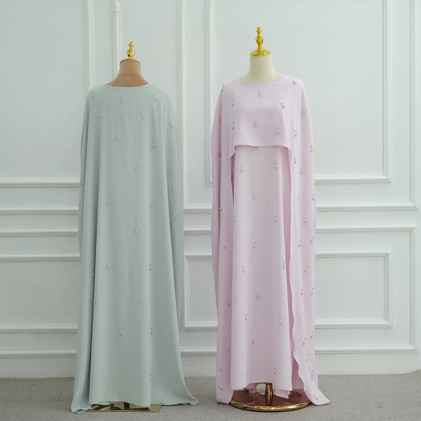 Pearl Diamond Embellished Luxury Abaya Caftan - Elegant Muslim Dress