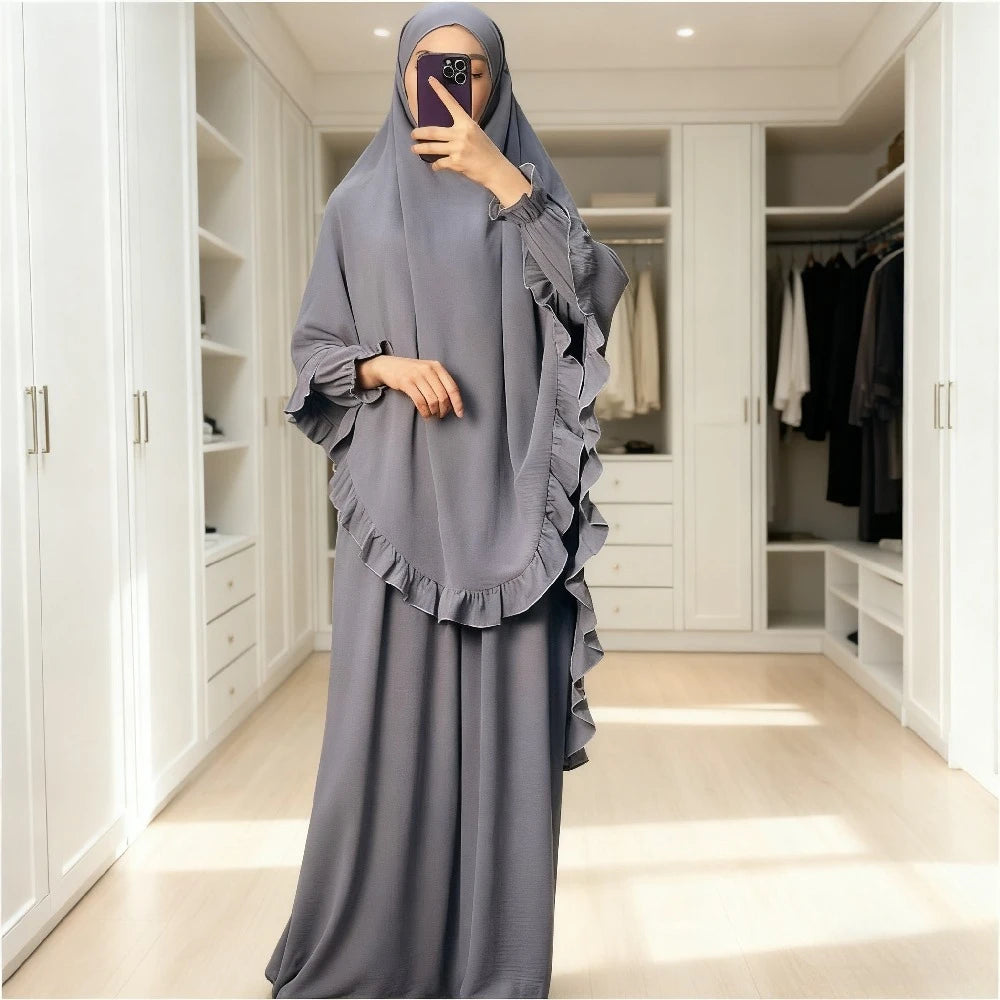 2-Piece Prayer Set - Long Khimar & Dress Abaya