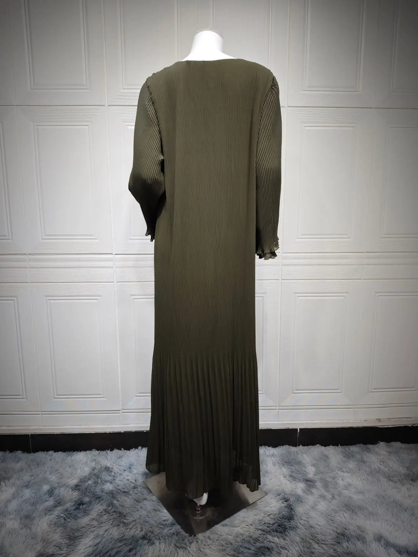 Pleated Flare Sleeve Abaya - Elegant Party Dress