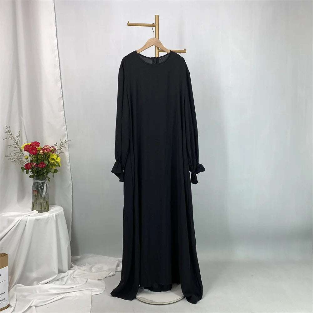 Daily Woven Abaya with Pockets - Elegant Regular Fit