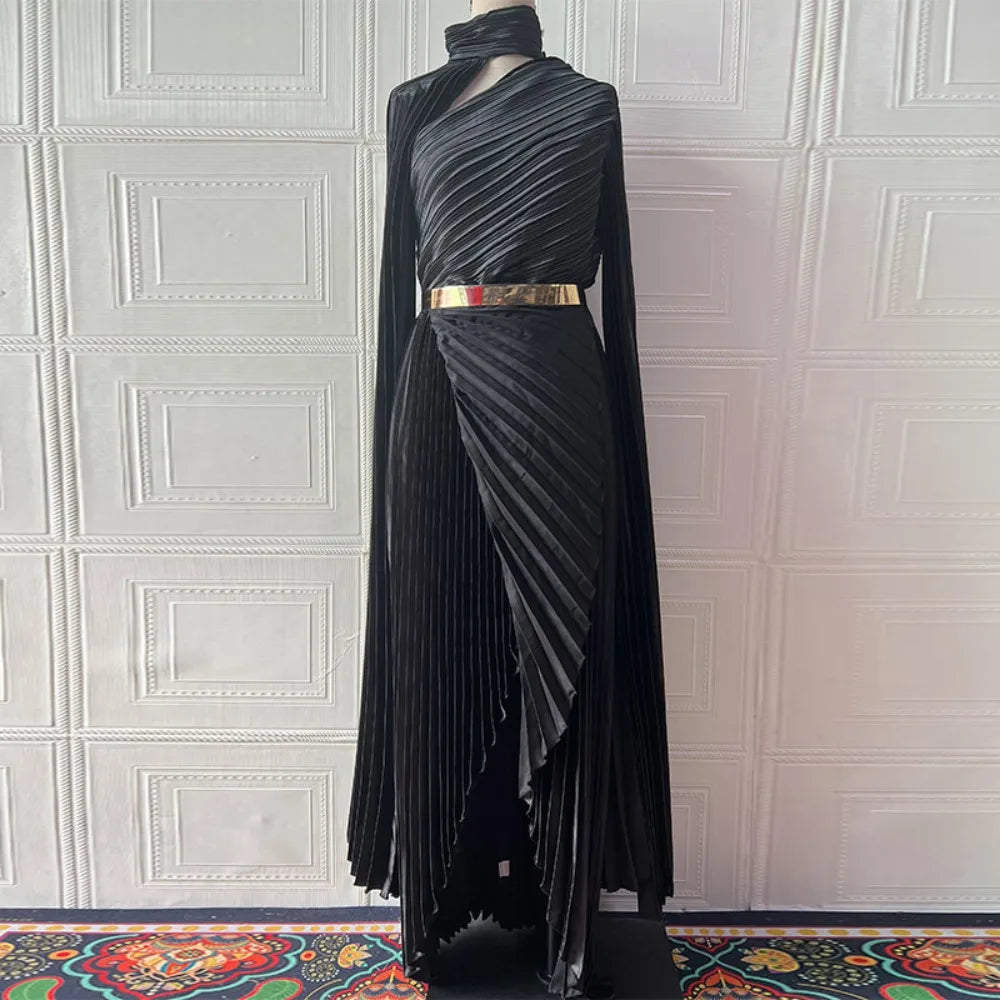 Muslim Dress Abaya Women Party Dresses Irregular Folds Jalabiya Kaftan Vestidos Arab Long Robe Ramadan Morocco Dubai Abayas