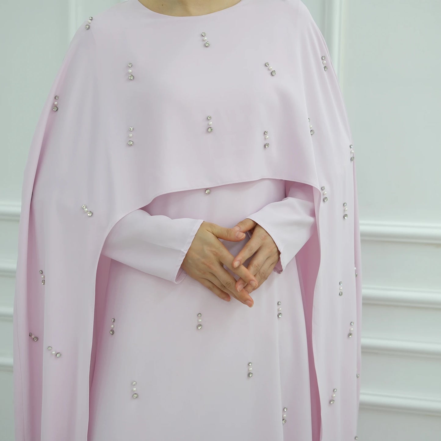 Pearl Diamond Embellished Luxury Abaya Caftan - Elegant Muslim Dress