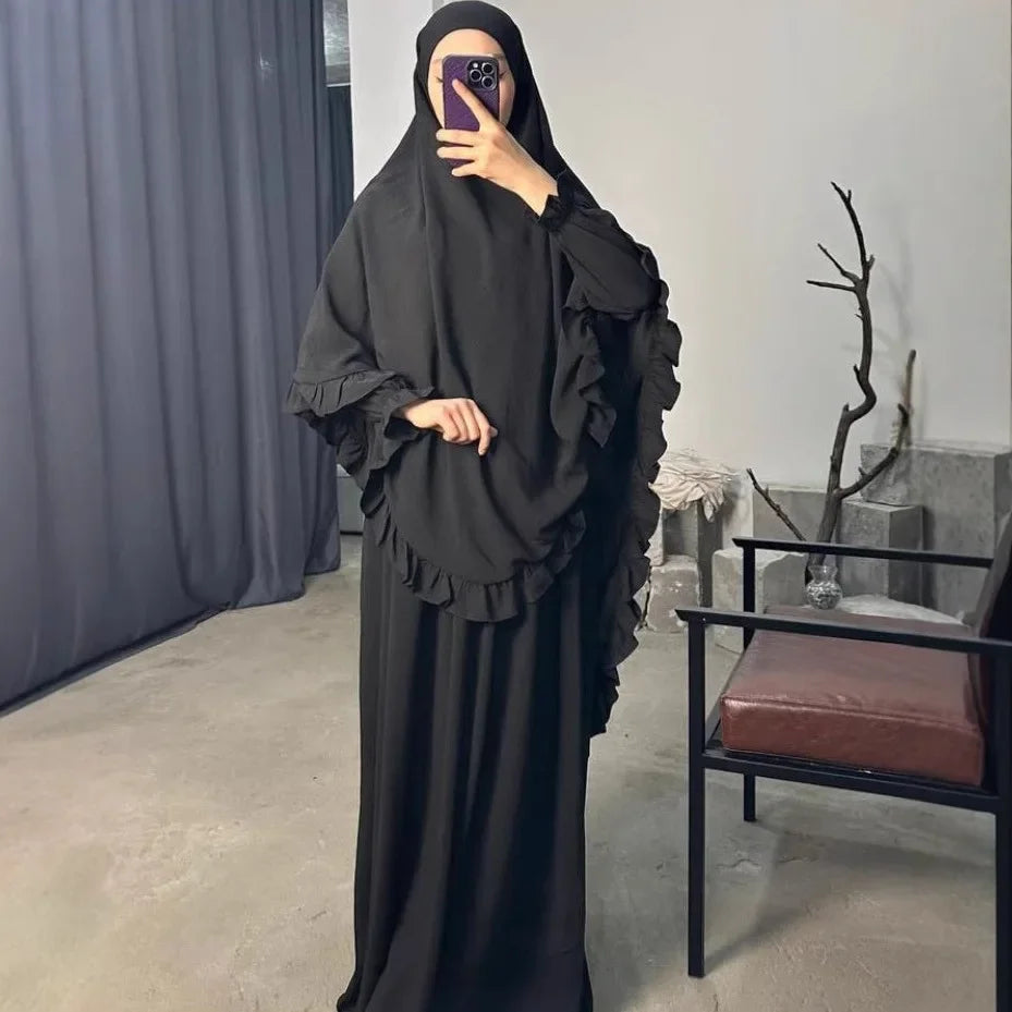 2-Piece Prayer Set - Long Khimar & Dress Abaya