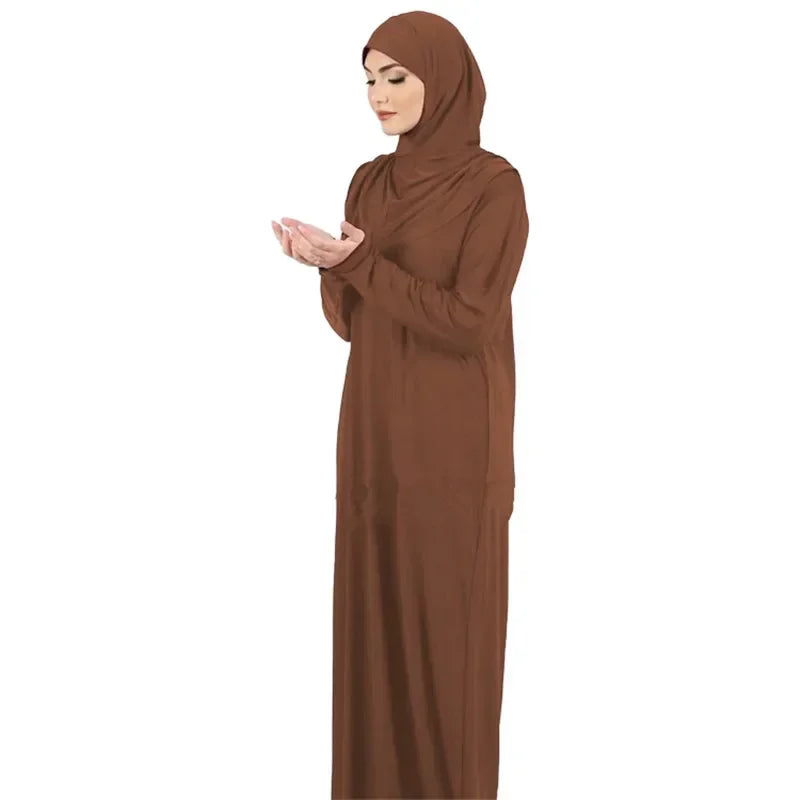 One-Piece Hooded Khimar Prayer Dress - Overhead Hijab Abaya for Women | Ramadan Salah