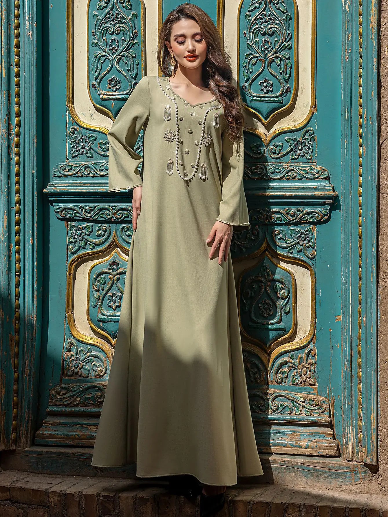 Luxury Diamond Kaftan Abaya - Dubai Elegant Long Dress for Women | Ramadan & Eid