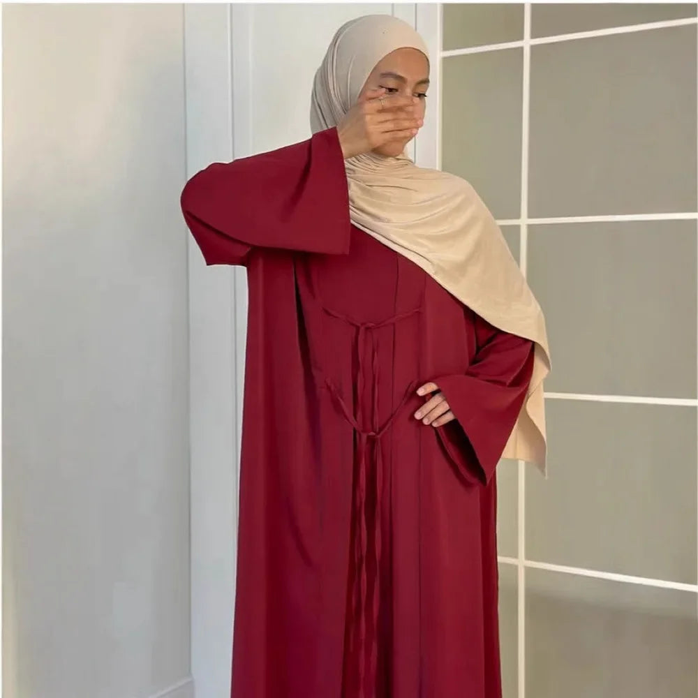 Satin 2-Piece Set - Elegant Party Abaya