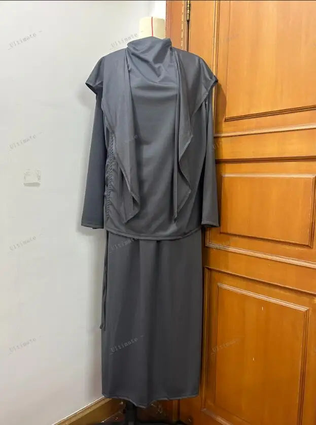 2-Piece Prayer Set with Drawstring Folds - Khimar & Skirt