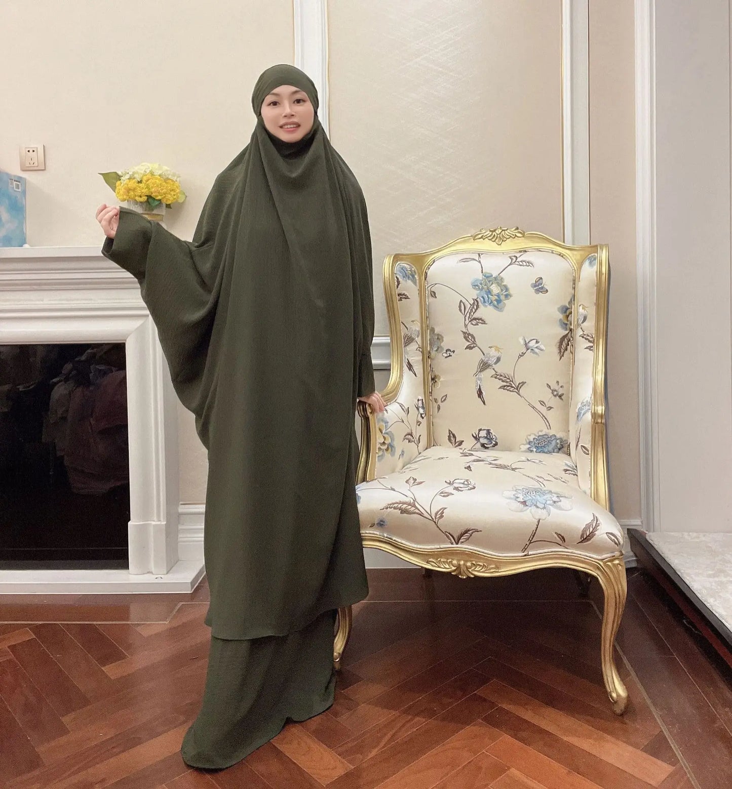 Long Khimar Prayer Set - 2 Piece Pullover Jilbab for Women