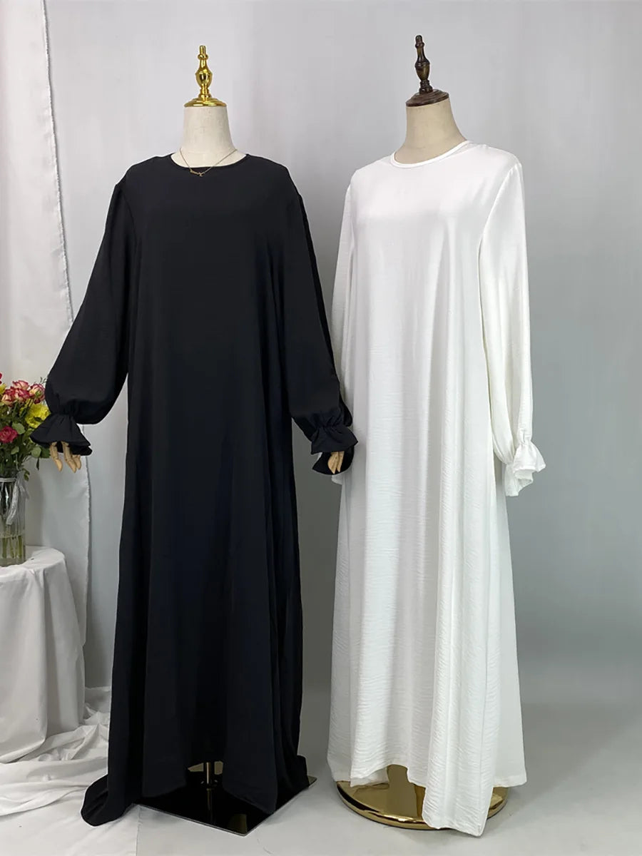 Daily Woven Abaya with Pockets - Elegant Regular Fit