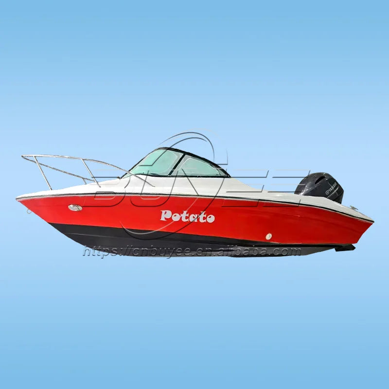 18ft Fiberglass Fishing Boat - 5.5M Leisure Boat with Outboard Motor