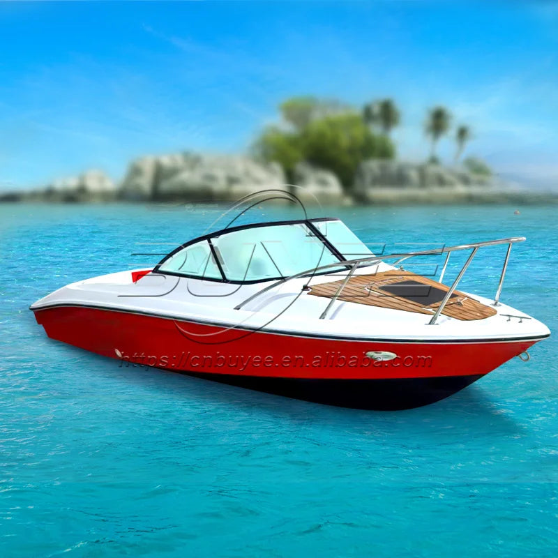 18ft Fiberglass Fishing Boat - 5.5M Leisure Boat with Outboard Motor